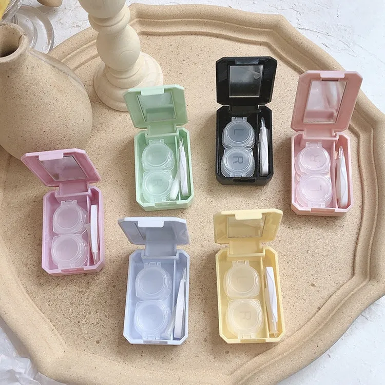 2pcs Contact Lens Case Simple Mini Push-type Double Box Contact Lens Case Random Colour