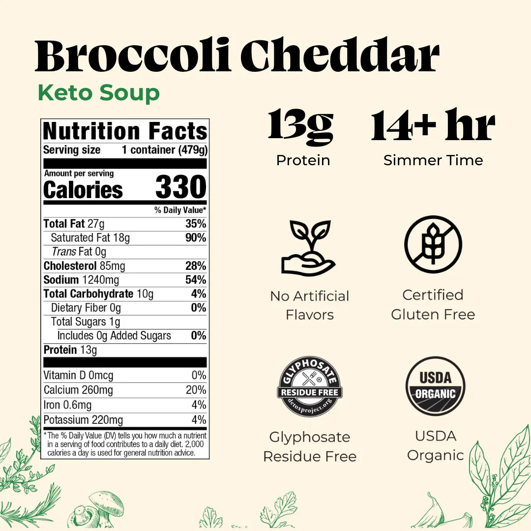 6 Pack: Broccoli Cheddar Keto Soup