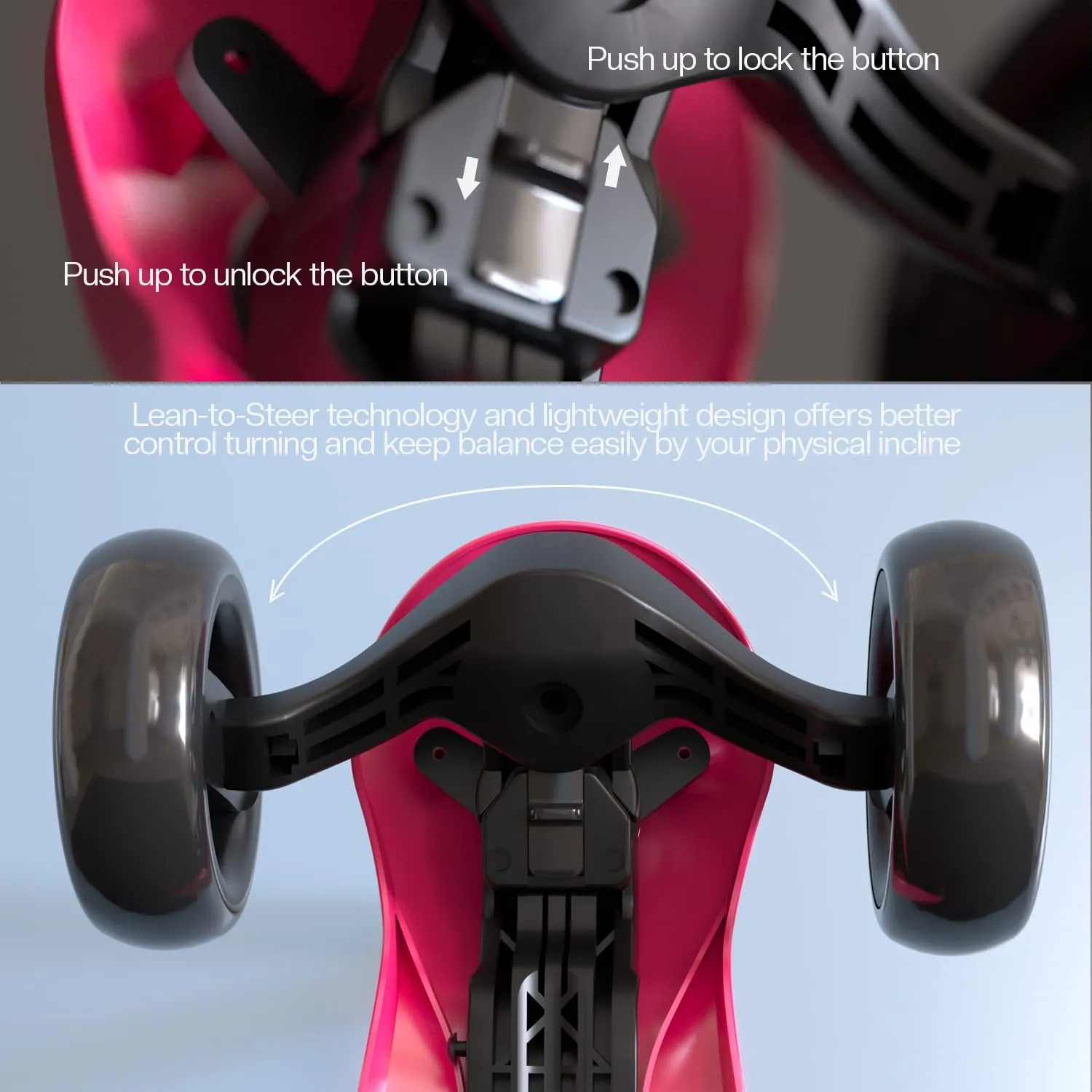 Baybee Alpha Kick Scooter for Kids, Smart 3 Wheel Kids Scooter with 4 Height Adjustable Handle, Runner Scooter with Led PU Wheels & Brake, Skate Scooter for Kids 3 to 10 Years Boys Girls (Pink)