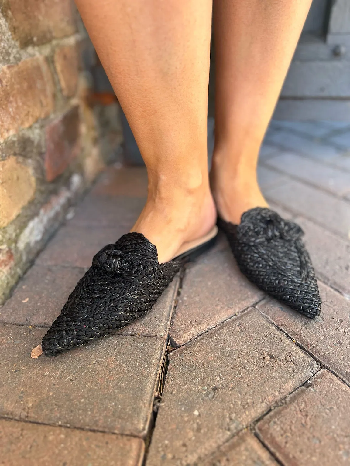 Black Pointed Toe Slip On Shoes