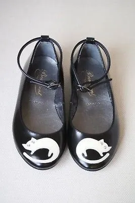 BONPOINT GIRLS BLACK LEATHER SHOES EU 24 UK 7