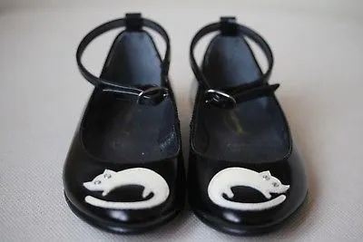 BONPOINT GIRLS BLACK LEATHER SHOES EU 24 UK 7