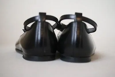 BONPOINT GIRLS BLACK LEATHER SHOES EU 24 UK 7