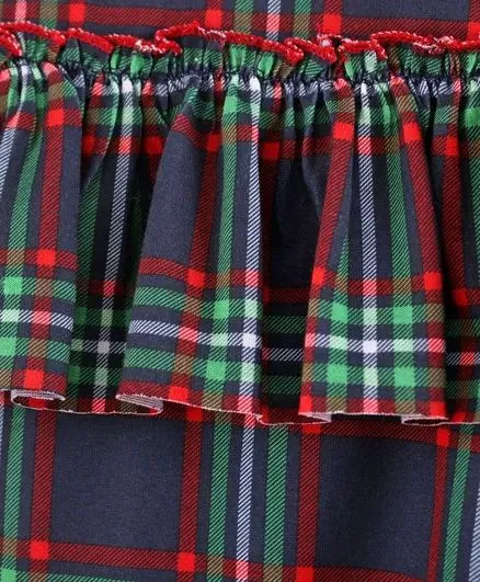 Cold Shoulder Frock Style Checkered Top