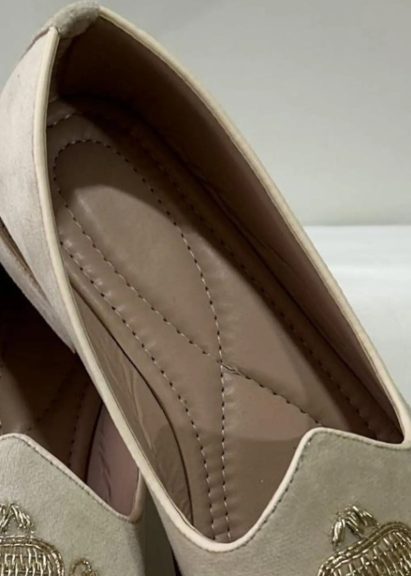 CREAM SUEDE HANDWORK SHOES FOR MEN