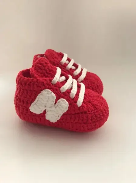 Crochet Baby Sporty Booties Red