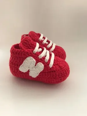 Crochet Baby Sporty Booties Red