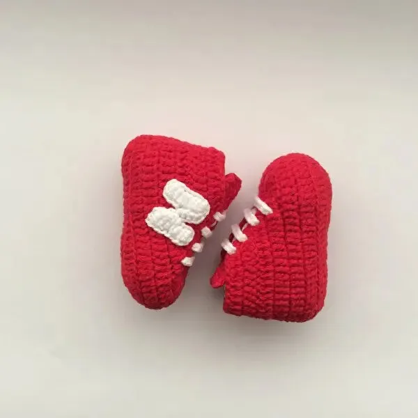 Crochet Baby Sporty Booties Red