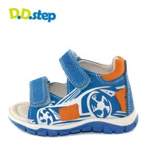 D.D. Step toddler double strap boy sandals with race car pattern size US 4-8