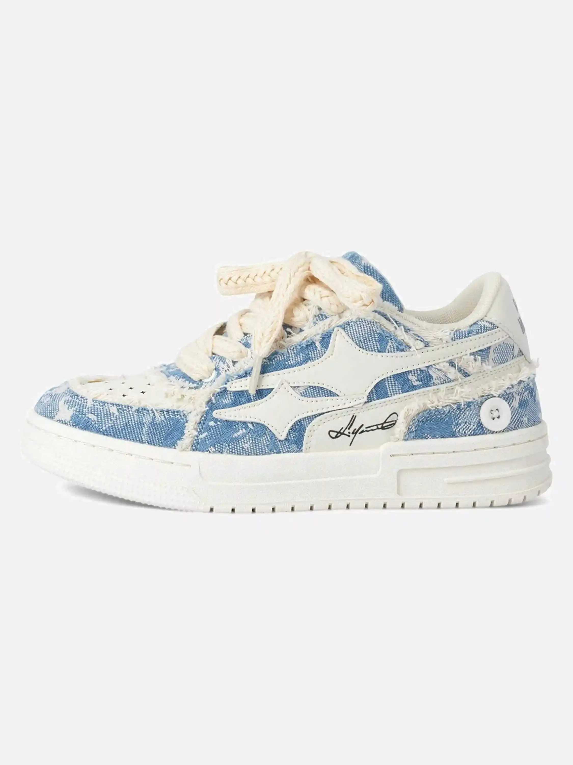 Disguisen Couple Small Fragrance Style Blue Denim Sneakers