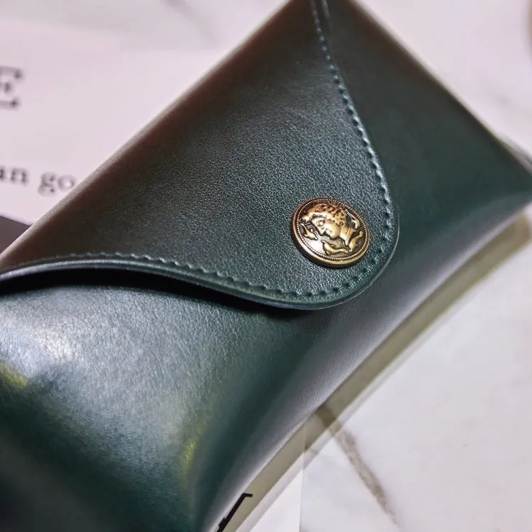 E5521 Simple Retro PU Soft Leather Glasses Storage Box, Color: Brown