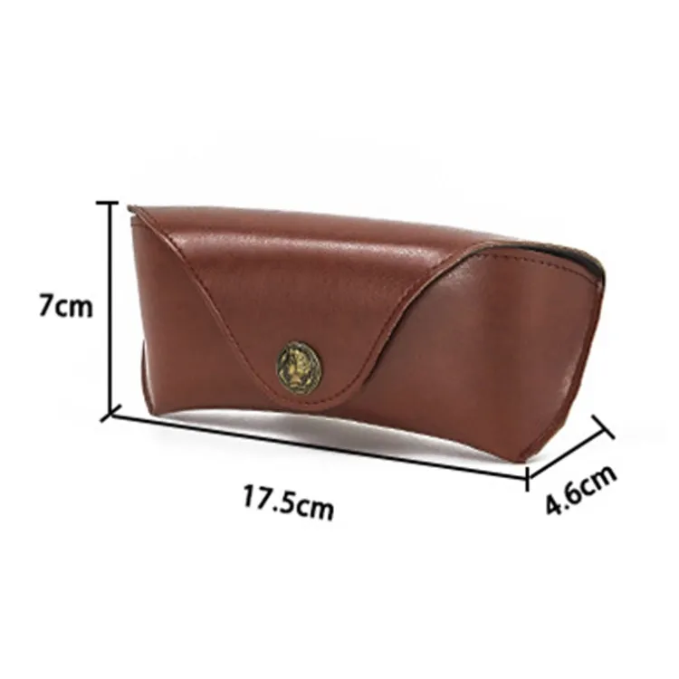 E5521 Simple Retro PU Soft Leather Glasses Storage Box, Color: Brown