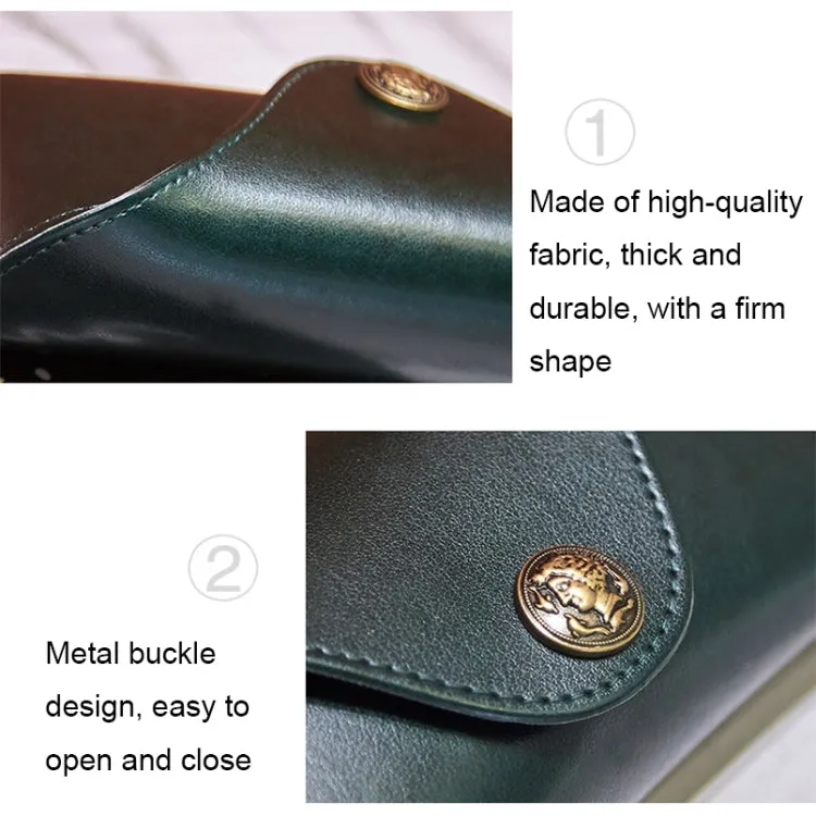 E5521 Simple Retro PU Soft Leather Glasses Storage Box, Color: Brown