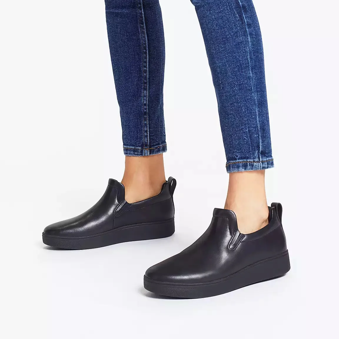 FitFlop RALLY Leather Slip-On Skate Trainers