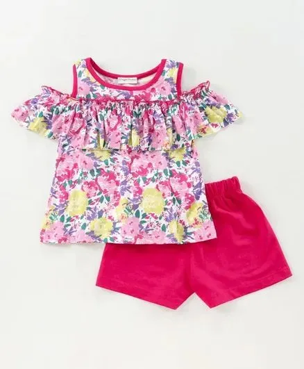 Floral Frock Style Cold Shoulder Set