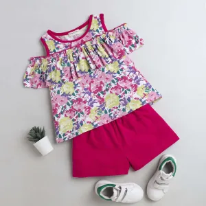Floral Frock Style Cold Shoulder Set