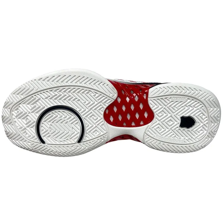K-Swiss Bright White, Stretch Limo, & High Risk Red Hypercourt Express 2 Men's Tennis Shoes
