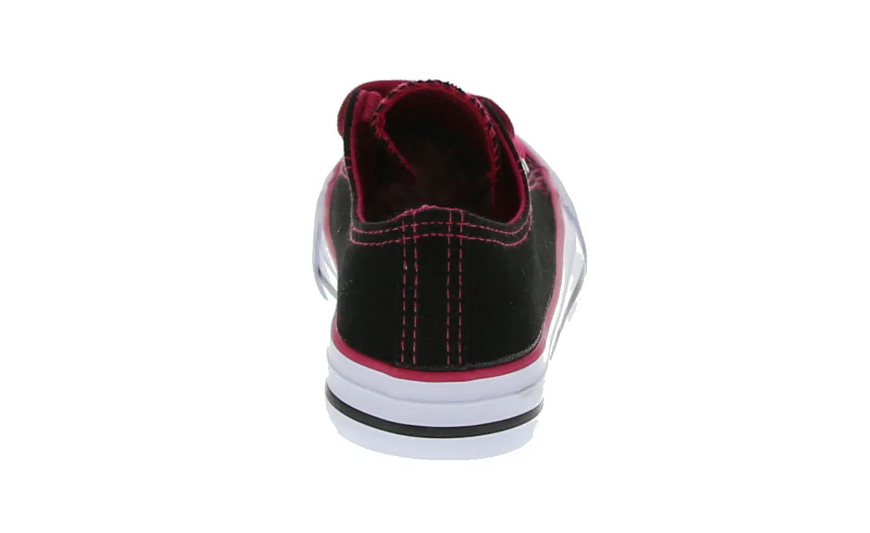 KID'S SHOES BLACK/HOT PINK FABRIC TENNIS SNEAKERS HM-4818K
