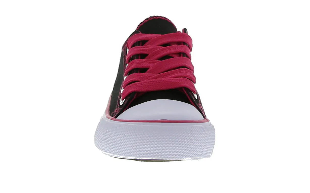 KID'S SHOES BLACK/HOT PINK FABRIC TENNIS SNEAKERS HM-4818K