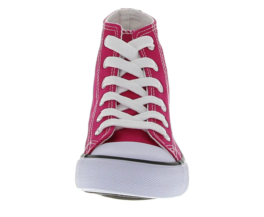 KID'S SHOES HOT PINK FABRIC TENNIS SNEAKERS H-2240K