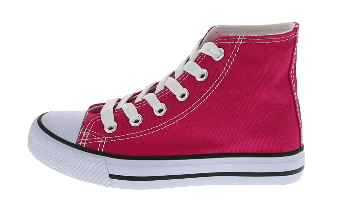 KID'S SHOES HOT PINK FABRIC TENNIS SNEAKERS H-2240K