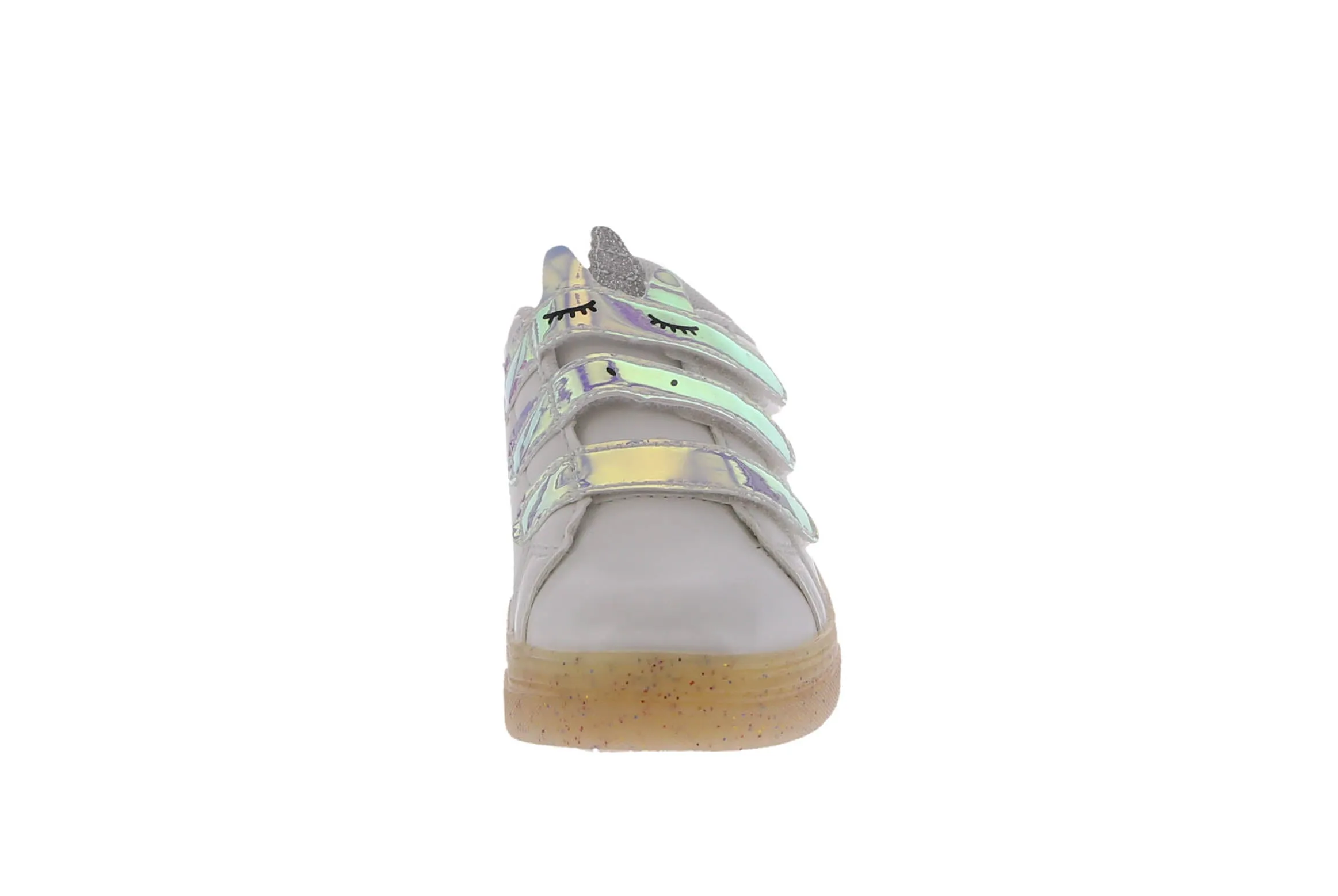 KID'S SHOES WHITE PU/IRIDESCENT TENNIS SNEAKERS 9372K