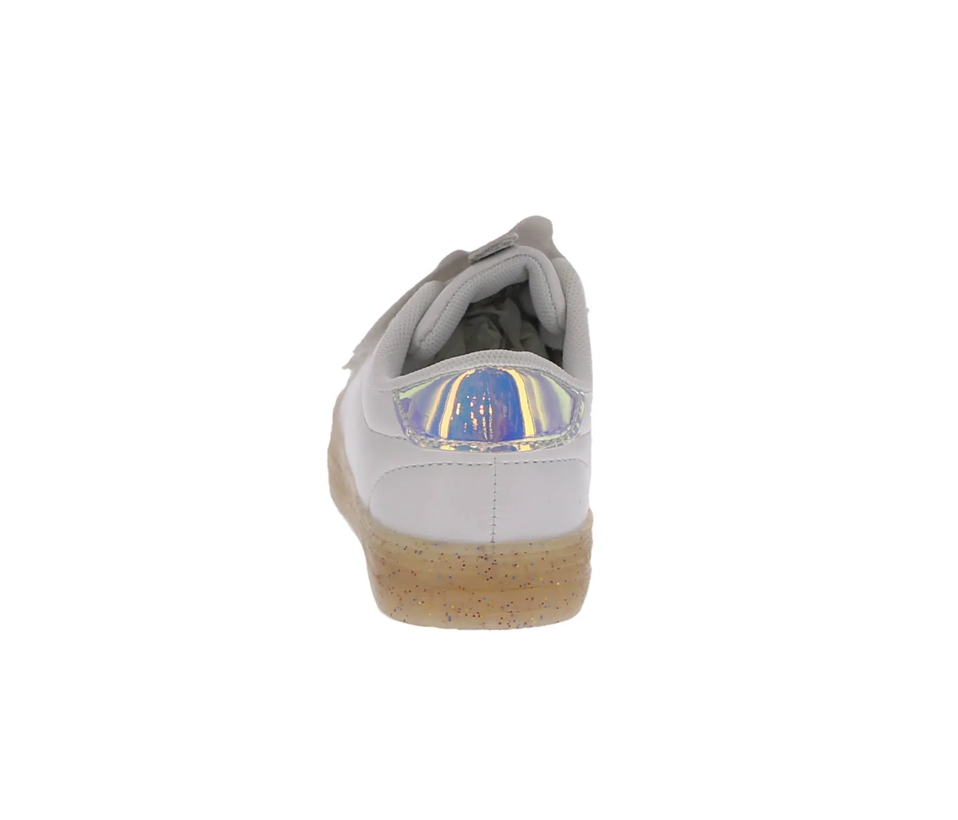 KID'S SHOES WHITE PU/IRIDESCENT TENNIS SNEAKERS 9372K