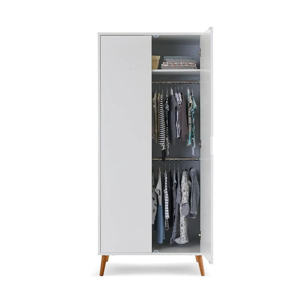 Maya Double Wardrobe - White & Natural