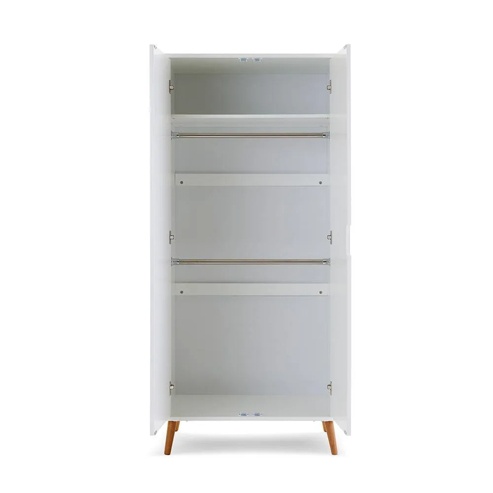 Maya Double Wardrobe - White & Natural