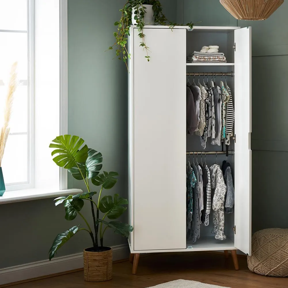 Maya Double Wardrobe - White & Natural