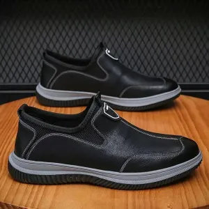 Men's Casual Leather Loafers Comfort Outdoor Shoes Non-slip Slip-ons Lightweight    S250012