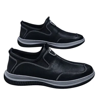 Men's Casual Leather Loafers Comfort Outdoor Shoes Non-slip Slip-ons Lightweight    S250012