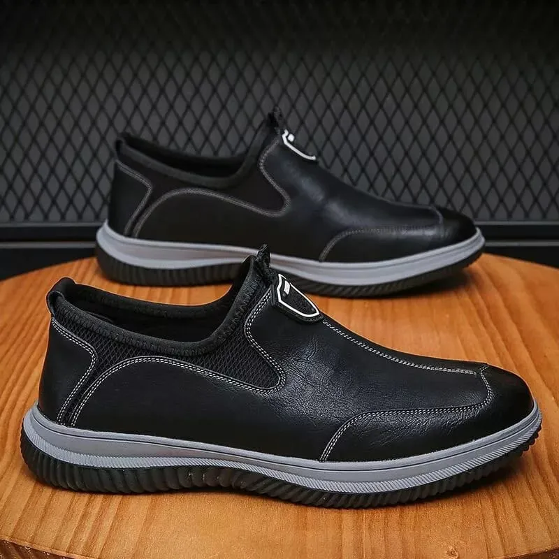 Men's Casual Leather Loafers Comfort Outdoor Shoes Non-slip Slip-ons Lightweight    S250012