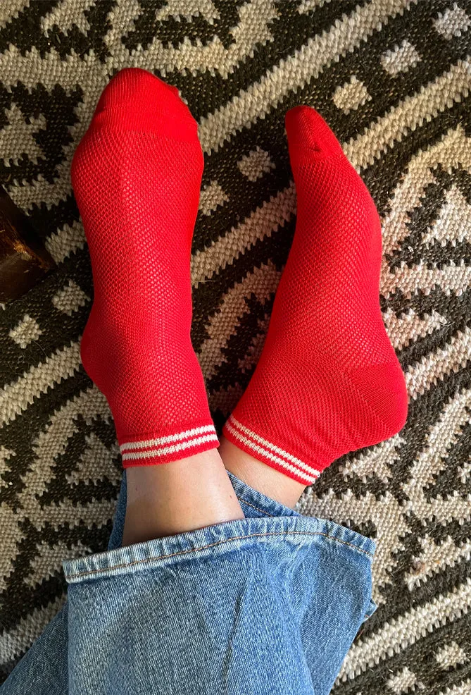 Mesh Sneaker Socks, Classic Red