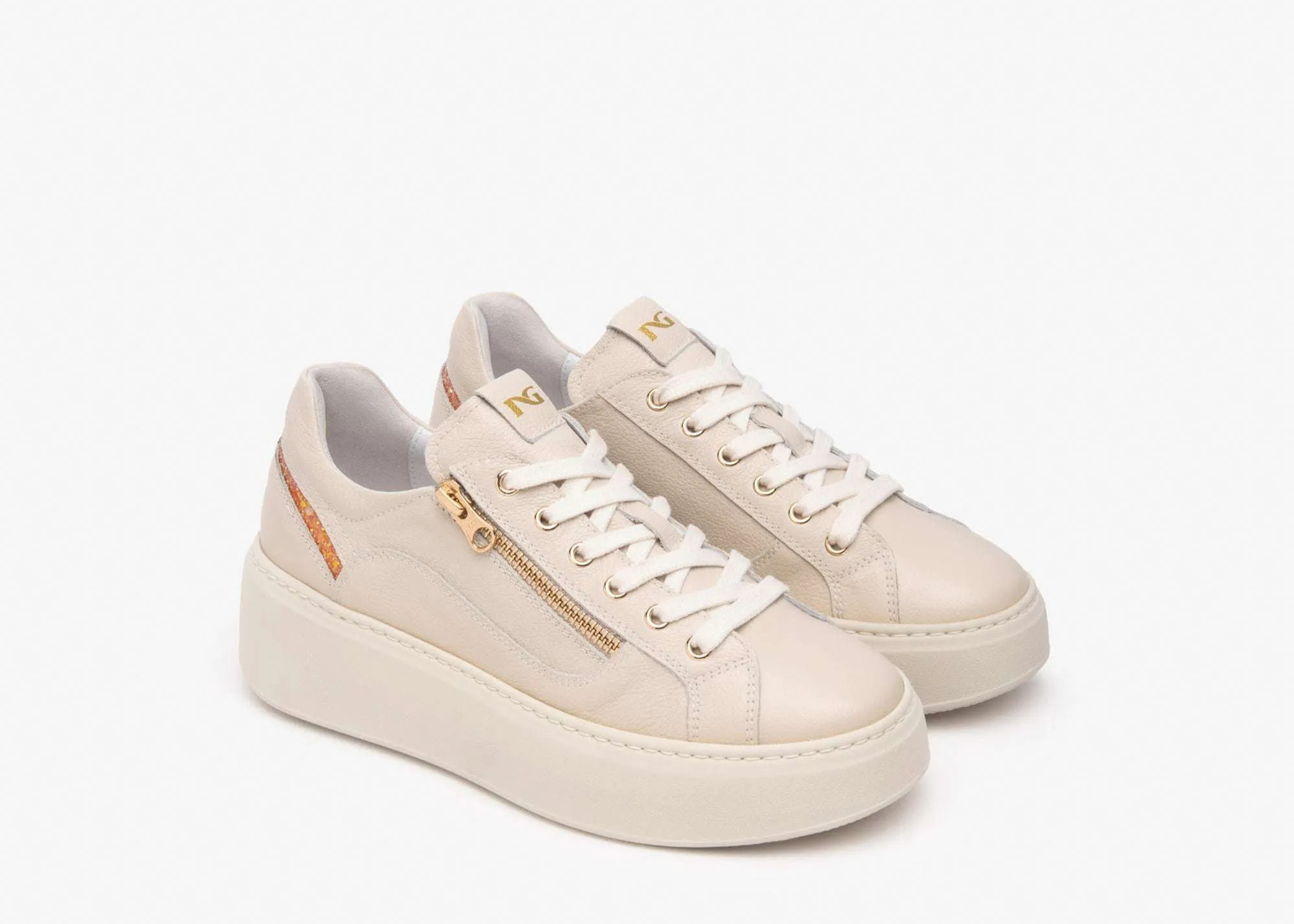 NeroGiardini Beige Platform Trainer |E513081D41