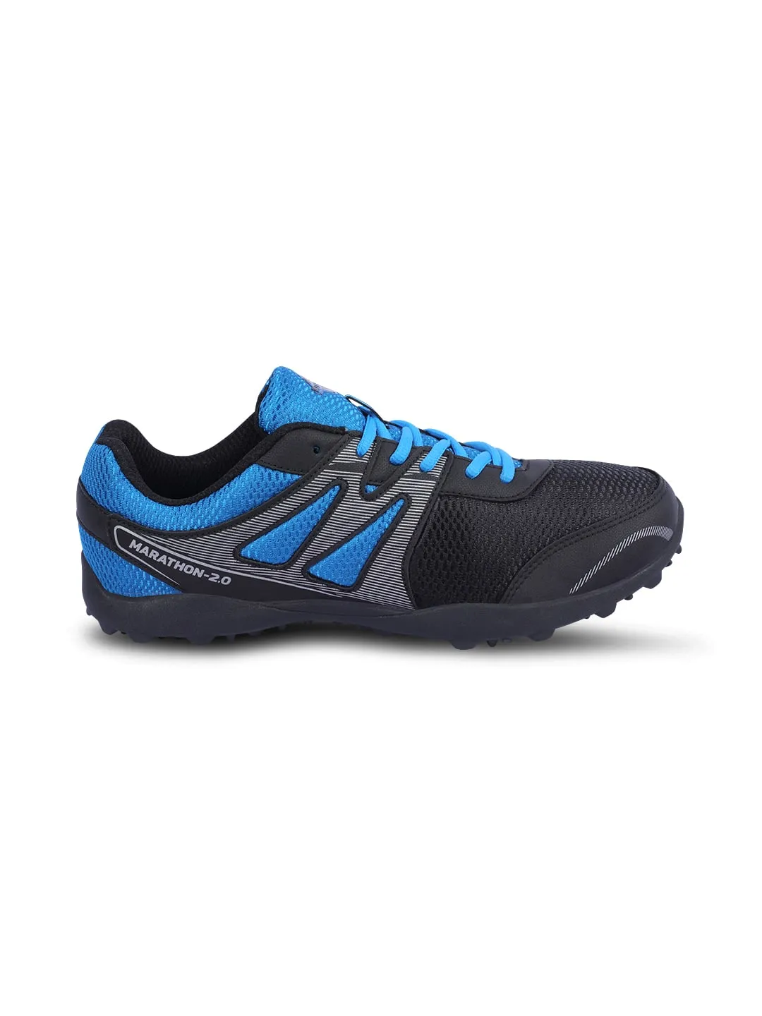 Nivia Men Marathon Running Shoe For Mens | Rubber Outsole With Breathable Mesh Upper With Pvc Synthetic Leather | Die Cut N.R E.Va Sockliner | Ideal For Trail Running (Blue/Black)