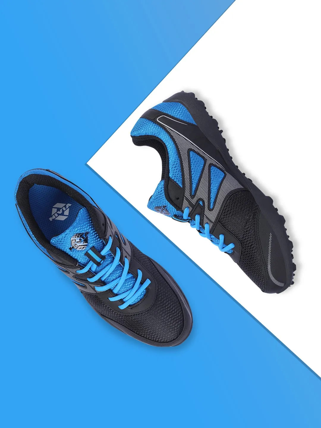 Nivia Men Marathon Running Shoe For Mens | Rubber Outsole With Breathable Mesh Upper With Pvc Synthetic Leather | Die Cut N.R E.Va Sockliner | Ideal For Trail Running (Blue/Black)