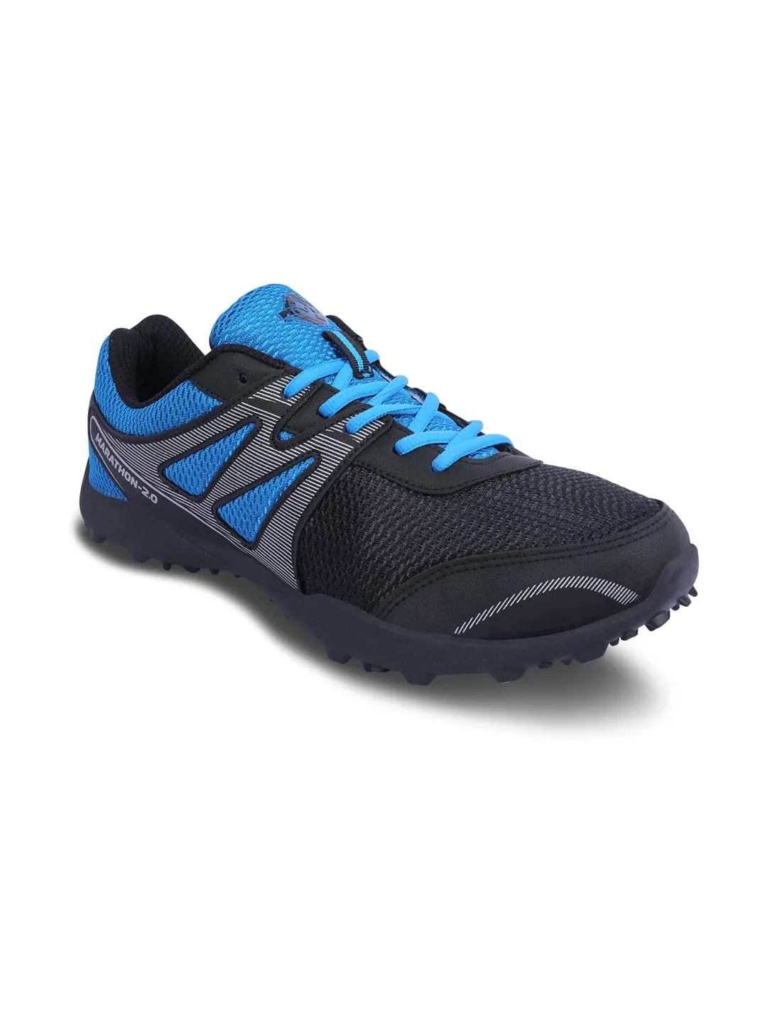 Nivia Men Marathon Running Shoe For Mens | Rubber Outsole With Breathable Mesh Upper With Pvc Synthetic Leather | Die Cut N.R E.Va Sockliner | Ideal For Trail Running (Blue/Black)