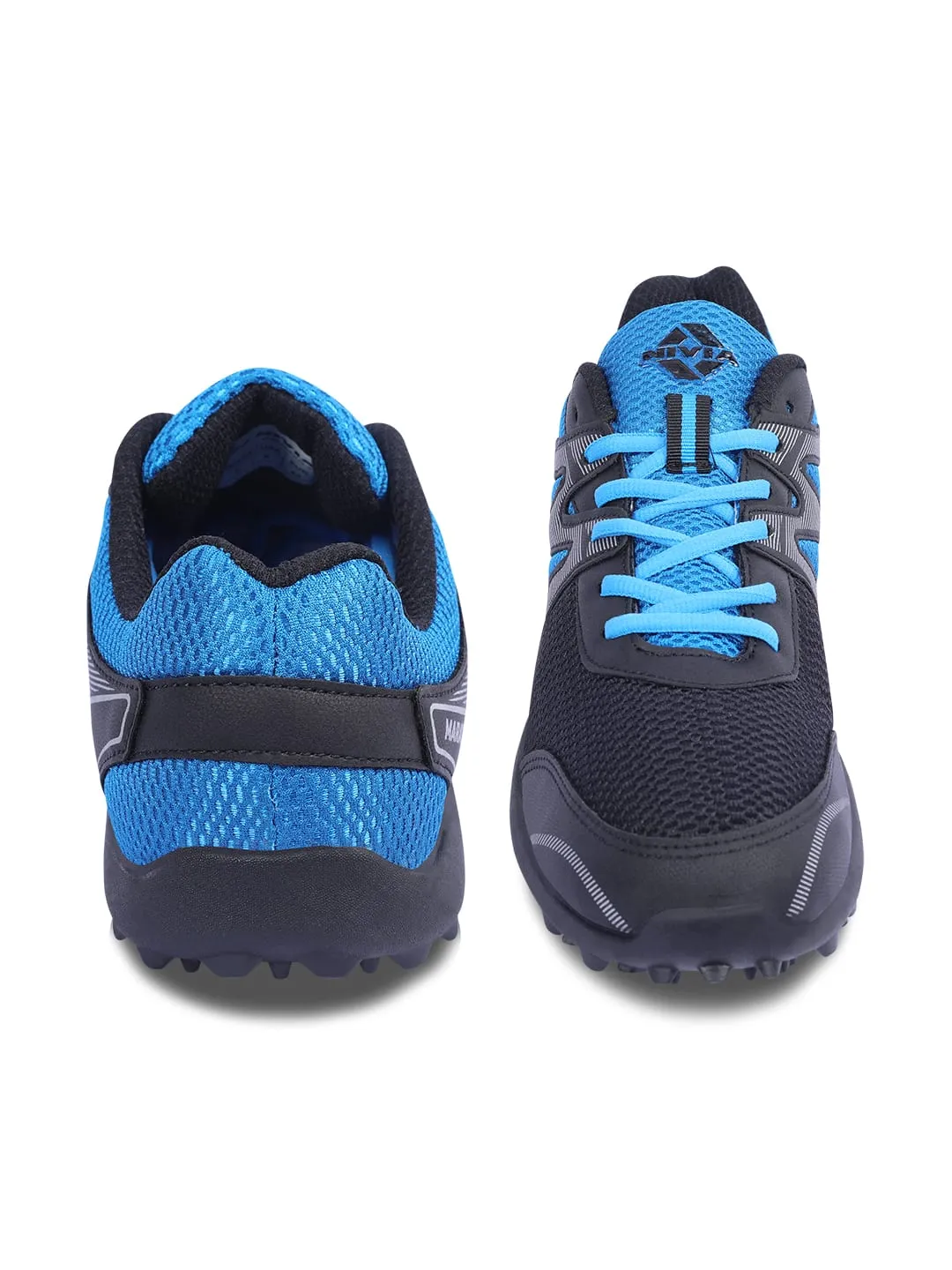 Nivia Men Marathon Running Shoe For Mens | Rubber Outsole With Breathable Mesh Upper With Pvc Synthetic Leather | Die Cut N.R E.Va Sockliner | Ideal For Trail Running (Blue/Black)