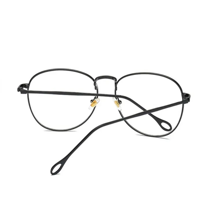 Retro Simple Round Frame Plain Glass Spectacles(Black)