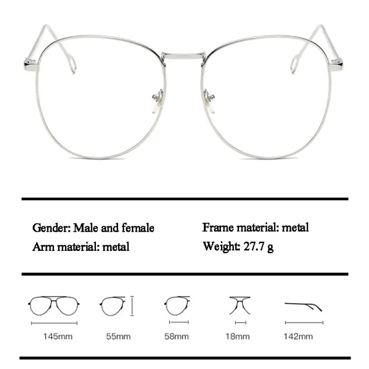 Retro Simple Round Frame Plain Glass Spectacles(Gold)