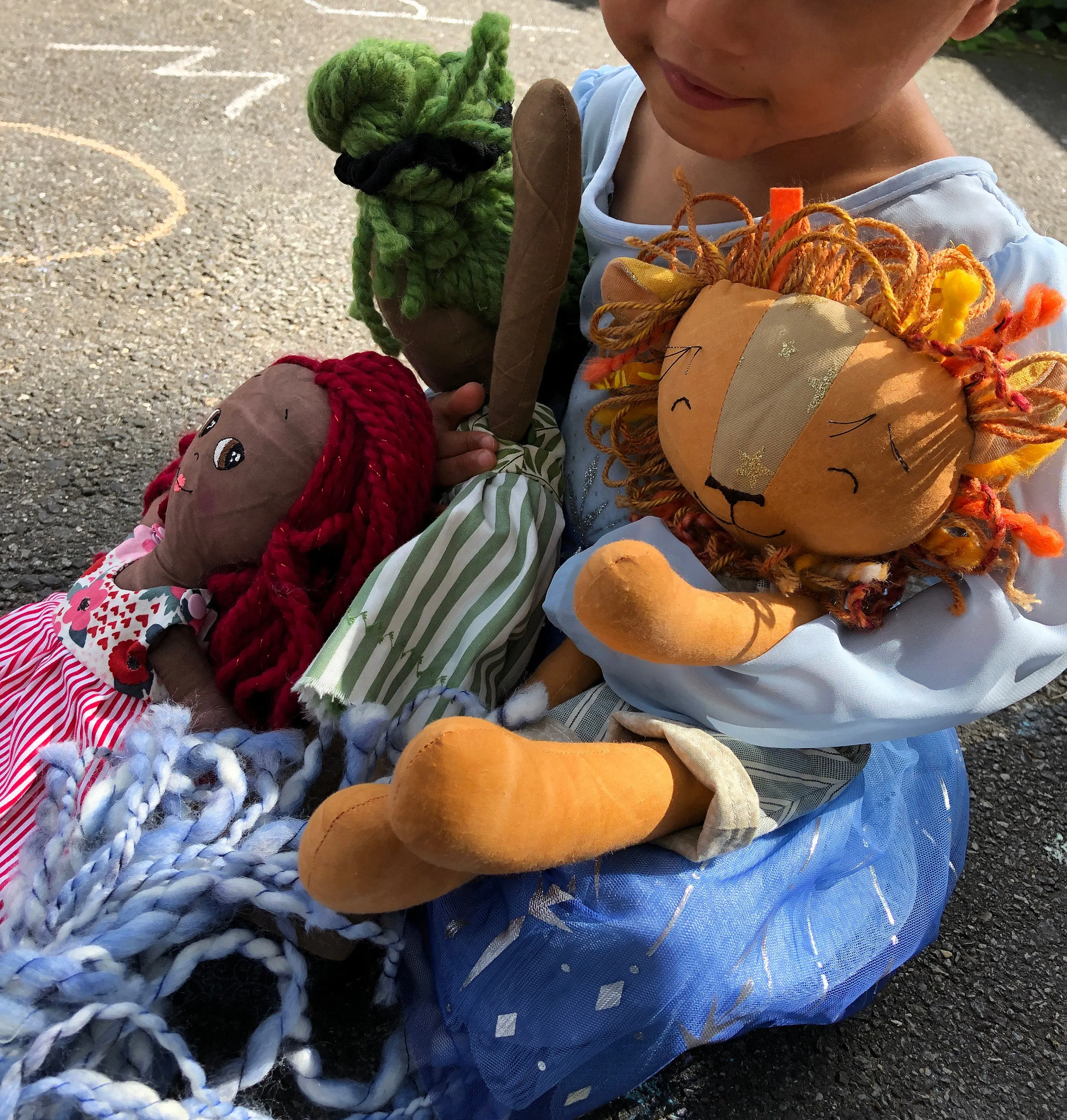 REVERSIBLE DRESS, Handmade Doll, "FLOR", handmade gift, pride doll, rainbow doll, black doll, diverse doll, heirloom doll, Brown Muslin