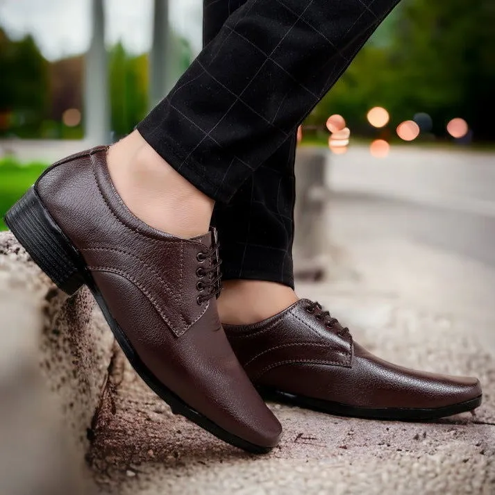 s Formal Derby Lace-Up Brown Shoes for Men