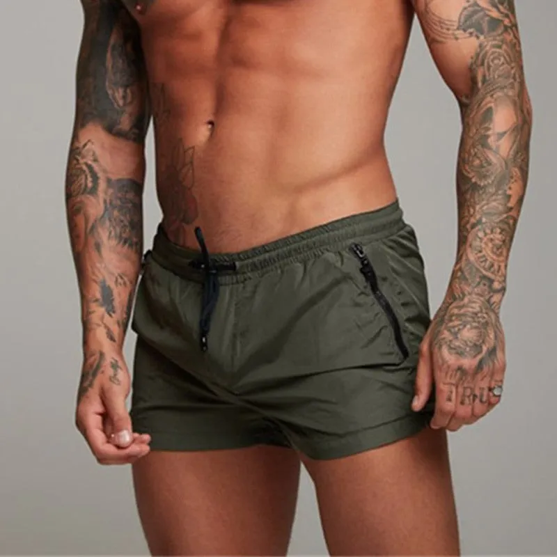 Simple Solid Drawstring Boxer Shorts