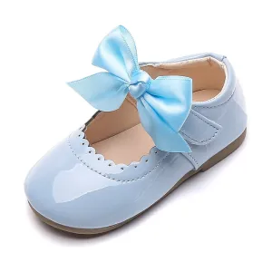 Spring Autumn Baby Girls Shoes Cute Bow Patent Leather Princess Shoes Solid Color Kids Gilrs Dancing Shoes First Walkers SMG104