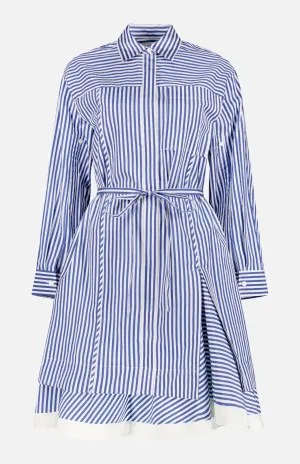 Striped Peplum-hem Shirt Dress