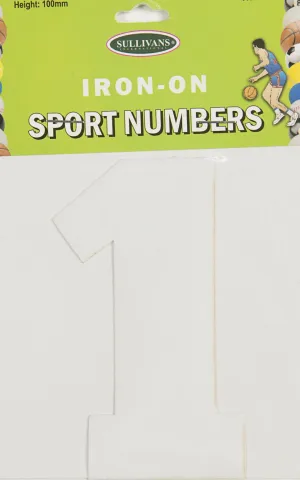 Sullivans Iron On Number 1, White- 10cm