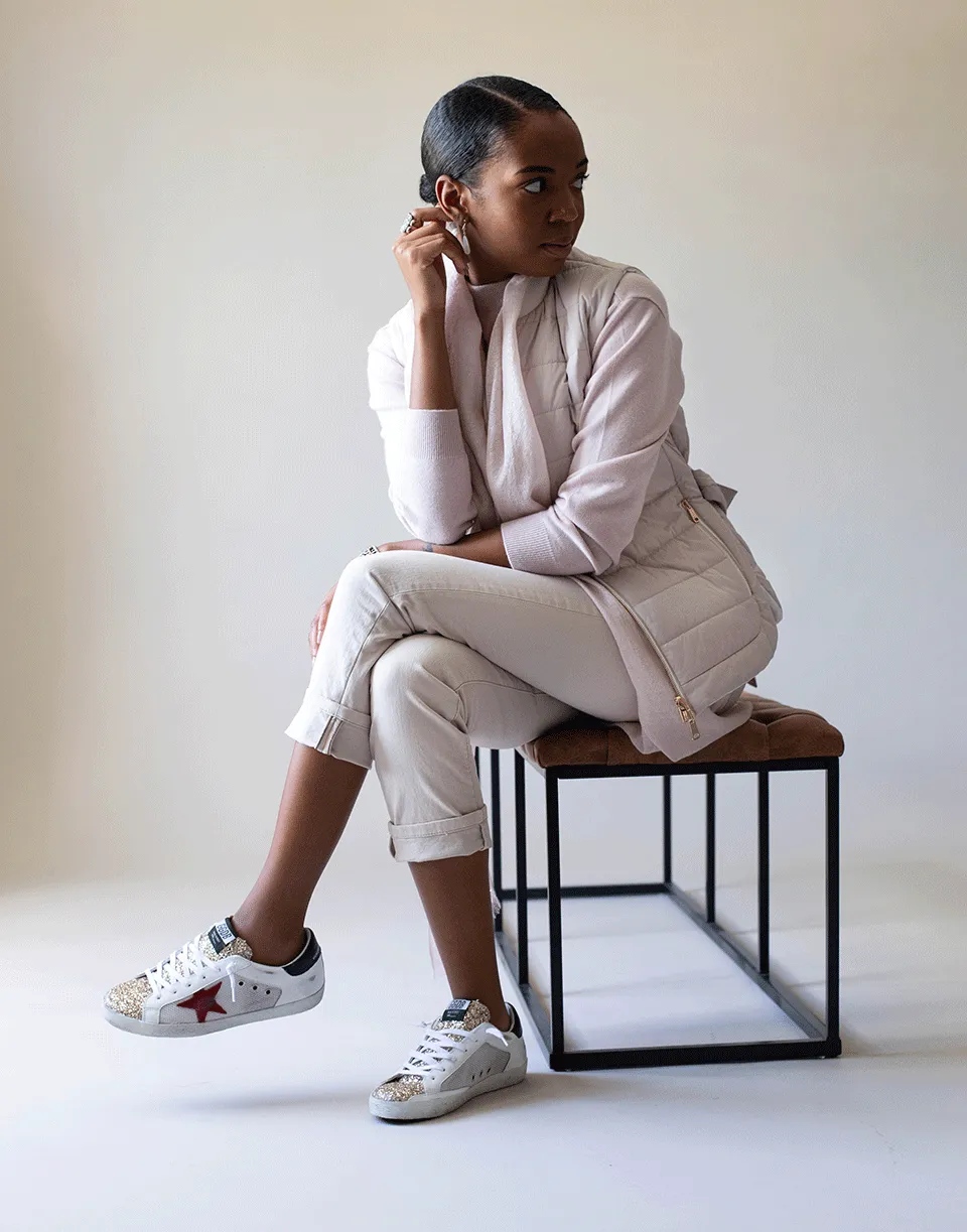 Superstar Net and Leather Glitter Toe Sneaker
