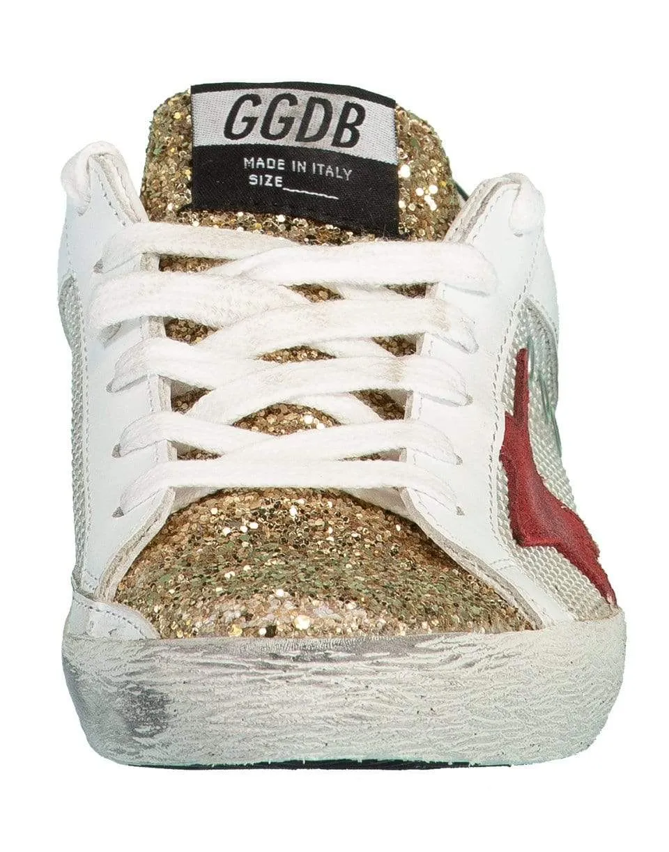 Superstar Net and Leather Glitter Toe Sneaker