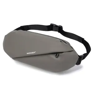 WEIXIER YB9569 Large Capacity Casual Simple Slanting Cross Shoulder Bag Sports Cell Phone Waist Bag(Grey)